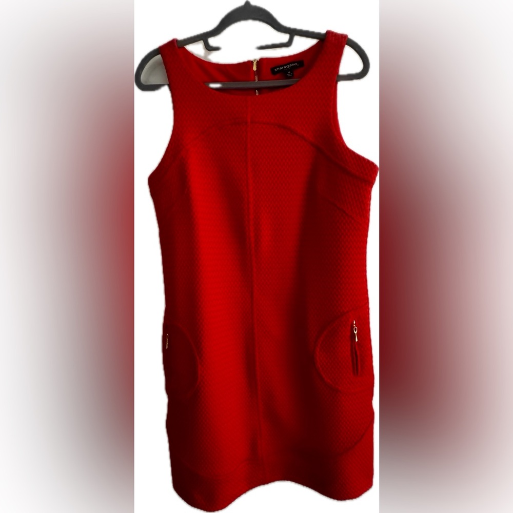 Madewell Red Textured Sleeveless Shift Dress